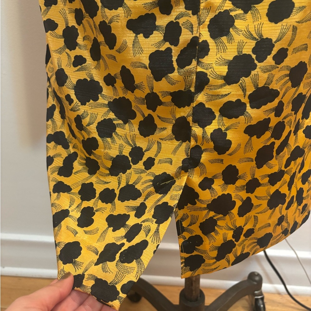 Vintage Yellow and Black Pattern Long Sleeve Dress - S - Picture 8 of 14